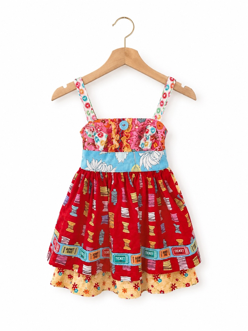 Girls Matilda Jane Platinum - Whimsical “Admit One” Patchwork Dress – Size 2 Y2K